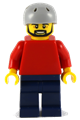 Plain Red Torso with Red Arms, Dark Blue Legs, Sports Helmet and Brown Beard - pln175