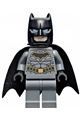Batman with a dark bluish gray suit with gold outline belt and crest and mask and cape - sh589a