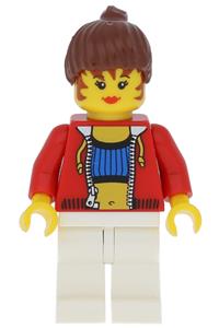 Female with crop top and navel pattern - lego logo on back, reddish brown hair stu010b