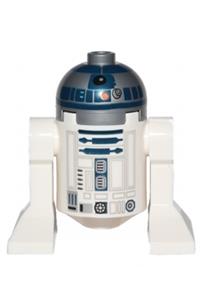 R2-D2with flat silver head, dark blue printing, red dots, small receptor sw0527