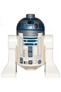 R2-D2 with flat silver head, dark blue printing, dark pink dots, large receptor sw1085