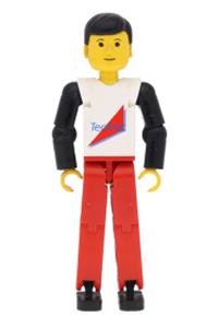 Technic Figure Red Legs, White Top with Red Triangle, Black Arms tech004