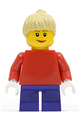Plain Red Torso with Red Arms, Dark Purple Short Legs, Tan Female Ponytail Hair, Brown Eyebrows - twn090