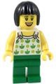 Female, Black Short Hair, White Top with Green Apples and Lime Dots, Green Legs (Ludo Green) - twn350