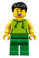Male with Black Hair, Lime Sleeveless Hoodie, Green Legs (Ludo Green) - twn351