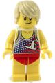 Male with Tan Hair, Tank Top with White Surfur Logo, Red Swimsuit (Ludo Yellow) - twn353