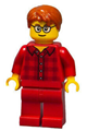 Male with Dark Orange Hair, Glasses, Red Flannel Shirt, Red Legs (Ludo Red) - twn355