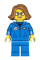 Space Scientist - Female, Dark Azure Jumpsuit, Medium Nougat Hair, Glasses, Open Mouth Smile - twn479
