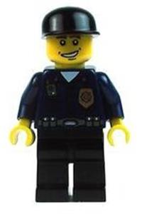 Police - World City Patrolman, Dark Blue Shirt with Badge and Radio, Black Legs, Black Cap, Smile wc005