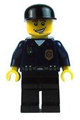 Police - World City Patrolman, Dark Blue Shirt with Badge and Radio, Black Legs, Black Cap, Smile - wc005