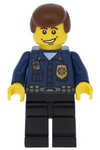 Police - World City Patrolman, Dark Blue Shirt with Badge and Radio, Black Legs, Brown Male Hair, Smile wc009