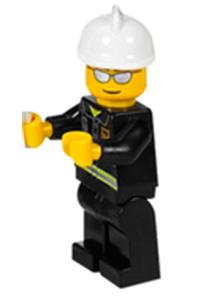 Firefighter - Reflective Stripes, Black Legs, White Fire Helmet, Silver Sunglasses wc021