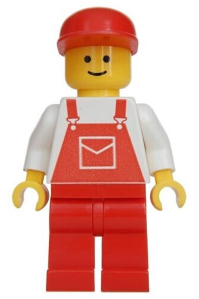 Male with Red Overalls Minifigure - ovr008