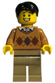 Father minifigure with medium nougat argyle sweater and dark tan legs - adp054