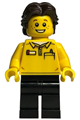 LEGO Store employee with black legs and dark brown short wavy hair - adp056