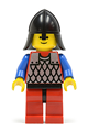 Minifigure wearing red scale mail with blue arms, red legs, black hips, and a black neck-protector - cas164