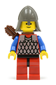 Guard with red body and blue arms, red legs with black hips, wearing a dark gray neck-protector and a quiver - cas165a