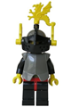 Armored Knight in black armor breastplate, dark gray helmet with black visor, and yellow dragon plumes - cas166