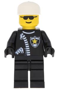 Police Officer Minifigure - Sheriff police minifigure with a white cap adorned with a zipper and sheriff star - cop006