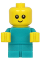 Baby minifigure with a dark turquoise body and yellow hands - cty1186