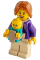 Mother minifigure in holiday camper van with baby carrier - cty1262