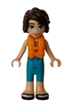 Marco from Friends theme in a dark turquoise and yellow sleeveless wetsuit, orange life jacket, and dark blue sandals - frnd650