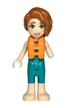 Autumn friend wearing a dark turquoise wetsuit, an orange life jacket, and light nougat legs and feet - frnd653