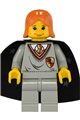 Ginny Weasley with Gryffindor shield torso, light gray legs, and a black cape with stars - hp030