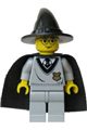 Harry Potter with Hogwarts torso, light gray legs, black wizard hat, and black cape with stars - hp035