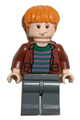 Ron Weasley wearing a brown open shirt and a striped sweater - hp058
