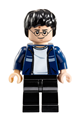 Harry Potter with a dark blue open jacket with a stripe, and black legs - hp087