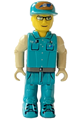 Junior figure crewman with dark turquoise shirt and pants, and tan arms. - js023