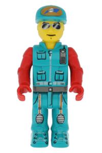 Junior figure crewman in dark turquoise vest and pants with red arms js027