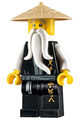 Sensei Wu in a black robe with a gold Ninjago logogram 'MASTER' from Legacy theme - njo495