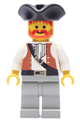 Pirate with a brown vest ascot, black pirate triangle hat and light gray legs - pi053