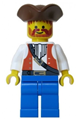 Pirate wearing a brown vest with ascot, brown pirate triangle hat, and blue legs - pi054