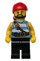 Pirate with medium blue and white striped outfit and black legs - pi178