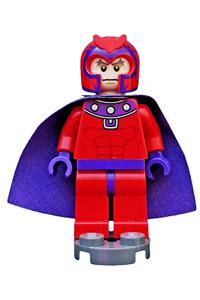 Minifigure wearing a red outfit and purple cape sh031