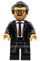 James Gordon with black hair, dressed in a black suit with a dark red tie - sh787