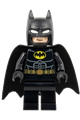 Batman wearing a black suit with a gold belt and a cowl featuring white eyes - sh886