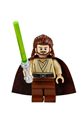 Qui-Gon Jinn with a light nougat head, wearing reddish brown legs and cape - sw0322