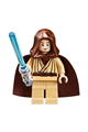 Young Obi-Wan Kenobi with a hood and cape, tan legs, and a smiling expression - sw0329