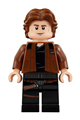 Han Solo with black legs featuring a holster pattern, wearing a brown jacket with black shoulders - sw0921