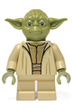 Yoda with olive green skin, wearing an open robe with small creases - sw1288