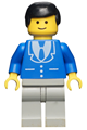 Minifigure wearing a light gray suit with 3 buttons, black male hair, and black legs - trn070