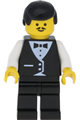 Waiter minifigure in a formal town vest with a moustache - wtr001