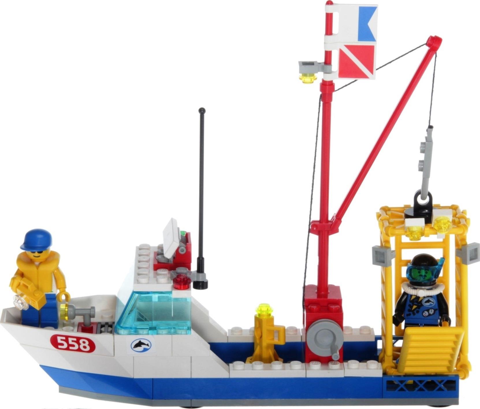 lego boat with shark